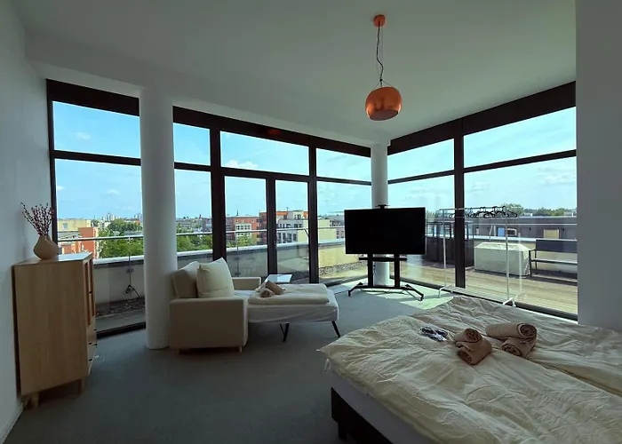 アパート Stralau360 - Exclusive Penthouse With Sauna & Panoramic Rooftop ベルリン