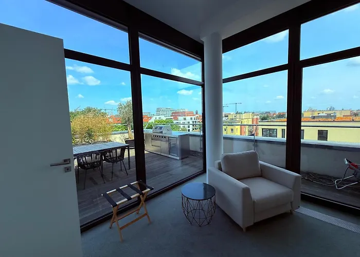 公寓 Stralau360 - Exclusive Penthouse With Sauna & Panoramic Rooftop 柏林